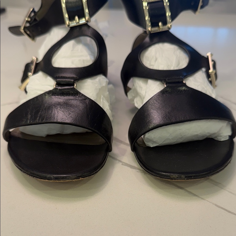 Versace Collection Black Leather Women's Sandals - Picture 4 of 13